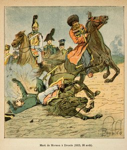 Muerte del general Jean Victor Marie Moreau en la batalla de Dresde el 26 de agosto de 1813, del libro 