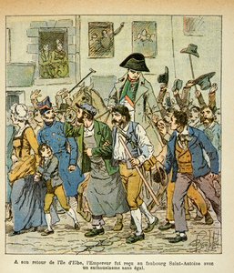 A su regreso de Elba, el emperador fue recibido en el faubourg Saint Antoine con un entusiasmo sin igual, colección particular de Louis Charles Bombled