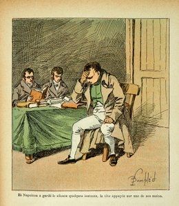 Ilustración de Louis Bombled (1862-1927) del libro "El Memorial de Santa Helena" del Conde Emmanuel de Las Cases (1766-1842): El Emperador Napoleón medita en la reacción de sus memoriales, colección privada