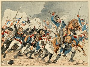 Ilustración del libro “Los héroes del siglo”, relatos anecdóticos de Dick de Lonlay e ilustrados por Louis Bombled (1862-1927)