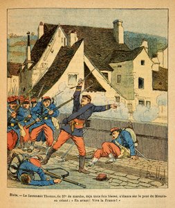 El Ejército del Este de Eugene Sergeant, conocido como Grenest, ilustrado por Louis Bombled (1862-1927): Batalla de Nuits Saint Georges, el teniente Thomas del 57º de marcha, ya herido tres veces, avanza de Louis Charles Bombled
