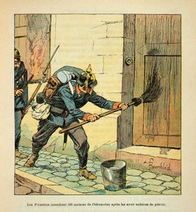 El ejército del Loira por Eugene Sergent, ilustrado por Louis Bombled (Guerra Franco-Prusiana; campaña de 1870-1871): Los prusianos incendian 193 casas después de la captura de la ciudad de Châteaudun, después de recubrirlas con aceite en octubre de Louis Charles Bombled