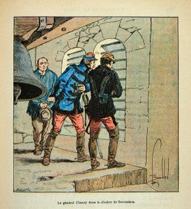 El Ejército del Loira por Eugene Sergent, conocido como Grenest, ilustrado por Louis Bombled (1862-1927) (Guerra Franco-Prusiana; campaña de 1870-1871): El General Chanzy en el campanario de Terminiers durante la Batalla de Loigny en diciembre de 1870, Col de Louis Charles Bombled