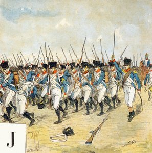 Letra J: Guardia joven, "Seré soldado" - Alfabeto militar de Louis Charles Bombled