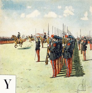 Letra Y: estudiantes de la escuela militar de Saint Cyr (Saint-Cyr), "Seré soldado" - Alfabeto militar de Louis Charles Bombled