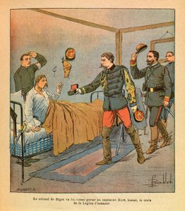 El Ejército del Este de Eugene Sergeant, conocido como Grenest, ilustrado por Louis Bombled (1862-1927): El Coronel De Bigot llevó personalmente al Capitán Huot la cruz de la Legión de Honor después de las batallas de Voujeaucourt