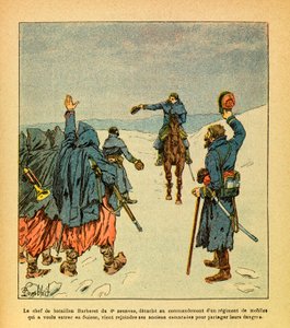 El Ejército del Este de Eugene Sergeant, conocido como Grenest, ilustrado por Louis Bombled (1862-1927) (Guerra Franco-Prusiana; campaña de 1870-1871): El líder de los batallones de Barberet de los 4º Zuavos, se destaca para comandar un regimiento de móvil de Louis Charles Bombled