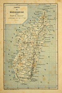 La Guerra en Madagascar-Historia anecdótica de las expediciones francesas de 1885-1895 por Henri Galli, ilustrada por Louis Bombled (1862-1927): Mapa de Madagascar, Colección Privada de Louis Charles Bombled