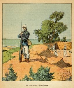 La guerra en Madagascar: Puesto avanzado francés en Diego-Suárez en 1885 de Louis Charles Bombled