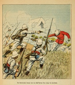 La Guerra en Madagascar-Historia Anecdótica de las Expediciones Francesas de 1885-1895: El teniente Grss mata a un jefe Hova durante las batallas de Tsarasaotra en 1895 de Louis Charles Bombled