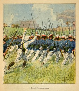 La guerra en Madagascar: Tropas francesas durante las batallas de Antanamitarana en 1895 de Louis Charles Bombled