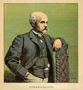 La Guerra en Madagascar-Historia Anecdótica de las Expediciones Francesas de 1885-1895 por Henri Galli, ilustrado por Louis Bombled: Retrato de M. Le Myre de Vilers, residente general en Madagascar en 1886, Colección Privada de Louis Charles Bombled