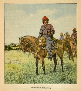 La guerra en Madagascar-Historia anecdótica de las expediciones francesas de 1885-1895 por Henri Galli, ilustrado por Louis Bombled: La caballería francesa en Madagascar, Colección parcial de Louis Charles Bombled