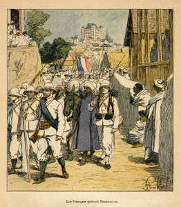 La Guerra en Madagascar-Historia Anecdótica de las Expediciones Francesas de 1885-1895 por Henri Galli dit Galllichet (1854-1922), ilustrado por Louis Bombled (1862-1927): El ejército francés en Tananarive en 1895, Colección Privada de Louis Charles Bombled