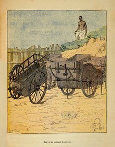 Anecdotario de la Guerra en Madagascar: Convoy de coches Lefebvre utilizados para el suministro de tropas de Louis Charles Bombled