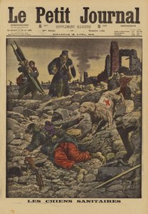 Uso de perros de rescate para buscar heridos, Francia, Primera Guerra Mundial, 1915 de Louis Charles Bombled