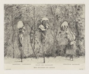Composición fantástica sobre la guerra franco-prusiana Cuchillo rosiers y hiver (título sobre objeto) de Louis Charles Hora Siccama