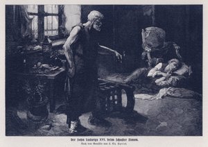 El delfín, hijo del rey Luis XVI de Francia, enviado a vivir con el zapatero Antoine Simon por orden del Comité de Seguridad Pública, Revolución Francesa de Louis Charles Spriet