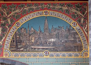 Edificio de la estación de ferrocarril (Sint-Pietersstation). Interior. 1912. Vestíbulo. de Louis Cloquet