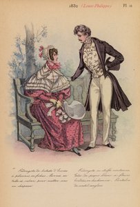 Moda francesa: 1832, Louis-Philippe (litografía en color) de Louis Colas
