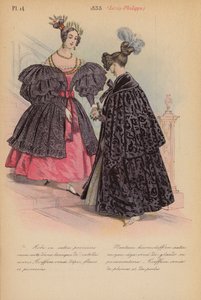 Moda francesa: 1833, Louis-Philippe (litografía en color)