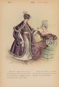 Moda francesa: 1834, Louis-Philippe (litografía en color)