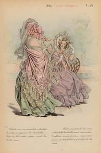 Moda francesa: 1837, Louis-Philippe (litografía en color)