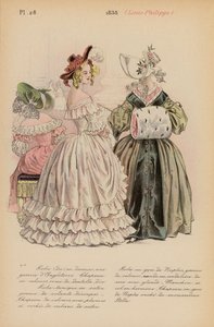 Moda francesa: 1838, Louis-Philippe (litografía en color) de Louis Colas