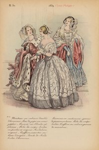 Moda francesa: 1839, Louis-Philippe (litografía en color) de Louis Colas