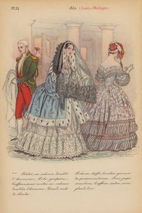 Moda francesa: 1840, Louis-Philippe (litografía en color) de Louis Colas