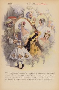 La moda francesa: 1840 a 1850, Louis-Philippe (litografía en color) de Louis Colas