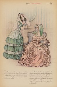 Moda francesa: 1842, Louis-Philippe (litografía en color)