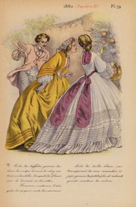 Moda francesa: 1860, Napoleón III (litografía en color) de Louis Colas