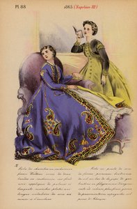 Moda francesa: 1865, Napoleón III (litografía en color)