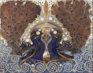 Mosaico de pavo real del vestíbulo de entrada de la casa de Henry O. Havemeyer, Nueva York de Louis Comfort Tiffany