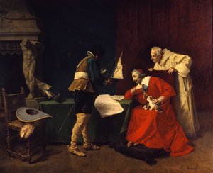 Richelieu estudia los planes de ataque para el asedio de La Rochelle