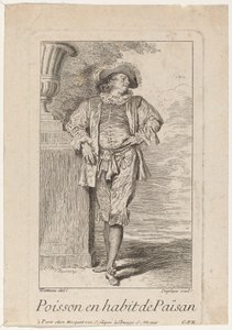 Pez vestido de campesino de Louis Deplaces after Antoine Watteau