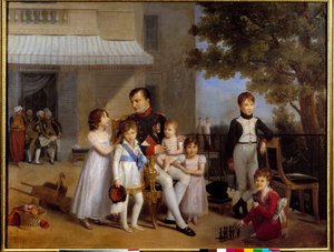El Emperador Napoleón I rodeado por los niños de su familia en la terraza del castillo de Saint Cloud en 1810 de Louis Ducis