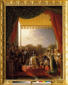 Luis XVIII, rodeado de miembros de la familia real, asistió al balcón de las Tullerías, al regreso del ejército de España, el 2 de diciembre de Louis Ducis