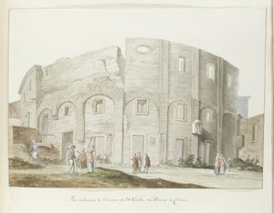 Buitenmuur van oude theater van Catanië
Vista exterior del antiguo teatro pequeño u Odeum de Catania (título en el objeto)
Viaje a Italia, Sicilia y Malta - 1778 (título de la serie) de Louis Ducros