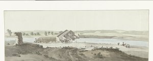 Vista de Canosa sobre el río Ofanto en Puglia
Vista del puente de Canosa sobre el río Ofanto (Aufidus) (título en el objeto)
Viaje a Italia, Sicilia y Malta - 1778 (título de la serie) de Louis Ducros