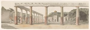 Vista de las barracas romanas y la columnata de Pompeya
Vue des Casernes Romaines & de la Colonnade de Pompeja (título en el objeto)
Voyage en Italie, en Sicile et à Malte - 1778 (título de la serie)