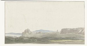 Vista de un campo de golf de Taranto en la ciudad de Gallipoli
Vista de una roca en el Golfo de Taranto, en los alrededores de Gallipoli (título en el objeto)
Voyage en Italie, en Sicile et à Malte - 1778 (título de la serie) de Louis Ducros