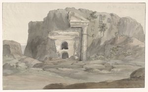 Tumbas con fachada de estilo dórico talladas en la roca cerca de Siracusa
Voyage en Italie, en Sicile et à Malte - 1778 (título de la serie) de Louis Ducros