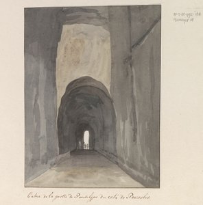 Entrada a la gruta Crypta Neapolitana (de la Grotta di Posillipo) en la costa de Pozzuoli
Entrada a la cueva de Pausilype en el lado de Pozzuoli (título en el objeto)
Viaje a Italia, Sicilia y Malta - 1778 (título de la serie)
