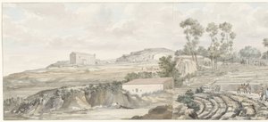 Interieur met trappen van theater in Syracuse
Vista del interior y de las gradas del Teatro de Siracusa (título en el objeto)
Voyage en Italie, en Sicile et à Malte - 1778 (título de la serie) de Louis Ducros