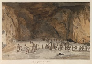 Interior de la gruta de Santa María Capella
Vista desde la parte trasera de la Gruta (título en el objeto)
Viaje a Italia, Sicilia y Malta - 1778 (título de la serie) de Louis Ducros
