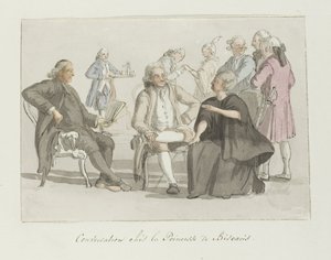 Miembros del grupo viajero conversando con la princesa de Biscaris
Conversation chés la Princesse de Biscaris (título en el objeto)
Voyage en Italie, en Sicile et à Malte - 1778 (título de la serie)