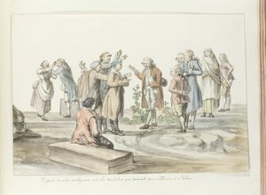 Negociación entre el guía de la empresa turística y los arrieros con los que van al Etna
Dispute de notre antiquaire avec les muletiers qui devaient nous conduire à L