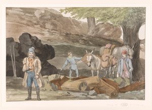 Oponthoud bij de Grotte delle Capre aan de grens bij Nemorosa en Fredda
Parada en la Grotte delle Capre en los límites de las dos regiones Nemorosa y Fredda (título en el objeto)
Viaje a Italia, Sicilia y Malta - 1778 (título de la serie) de Louis Ducros